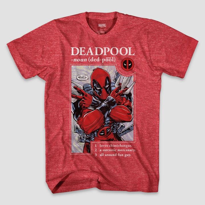 Men's Marvel Deadpool Short Sleeve Graphic T-shirt - Heather Red S, Men's,