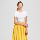 Women's Slim Fit Fitted Short Sleeve Crew T-shirt - A New Day White