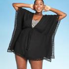 Women's Plus Size Lace Trim Cover Up - Cover 2 Cover Black 1x, Women's,