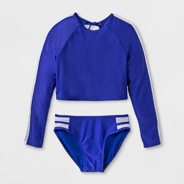 Girls' Beside The Sea Rashguard Set - Art Class Blue