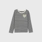 Girls' Long Sleeve Sequin Heart Pocket Hit Striped T-shirt - Cat & Jack Black/cream