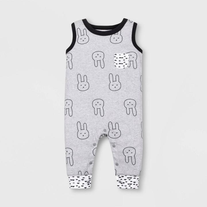 Lamaze Toddler Boys' Organic Cotton Bunny Long Romper - Gray