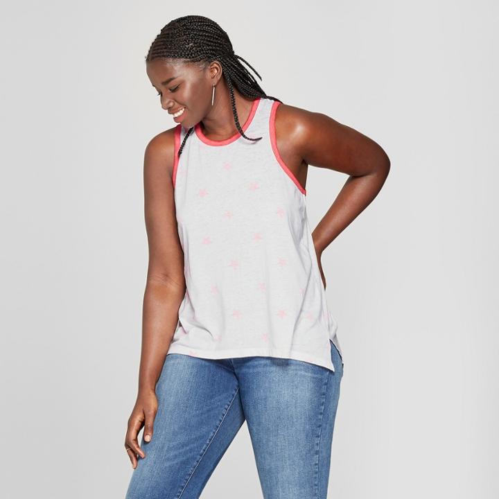 Women's Plus Size Stars Print Tank Top - Modern Lux (juniors') White