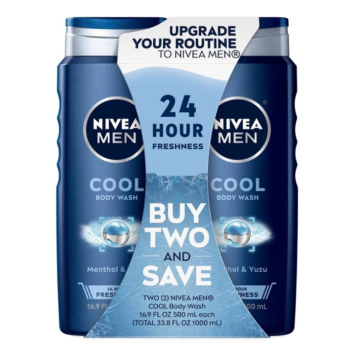Nivea Men Cool Body Wash With Icy Menthol  33.8 Fl Oz/2pk