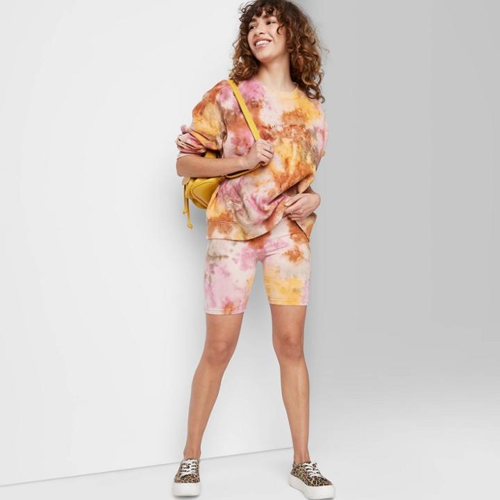 Women's High-rise Bike Shorts - Wild Fable Tie-dye