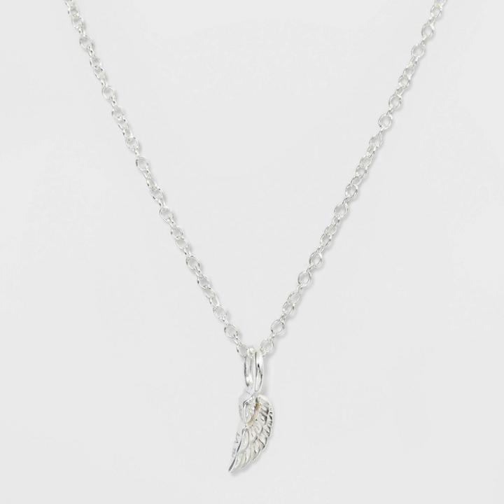 No Brand Angel Wing Mini Pendant Necklace - Silver, Women's