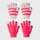Girls' 2pk Magic Gloves - Cat & Jack Pink