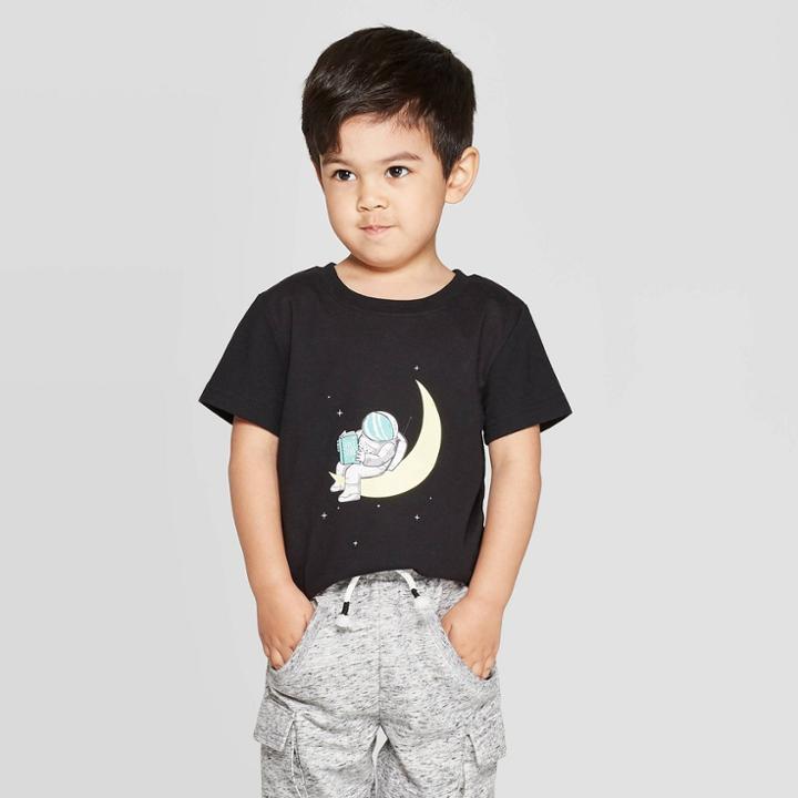 Toddler Boys' Astronaut Moon Graphic Short Sleeve T-shirt - Cat & Jack Black