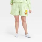 The Simpsons Women's Lisa Simpson Plus Size Graphic Jogger Shorts - Green