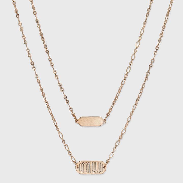 Oval Charm Layered Necklace - Universal Thread Gold
