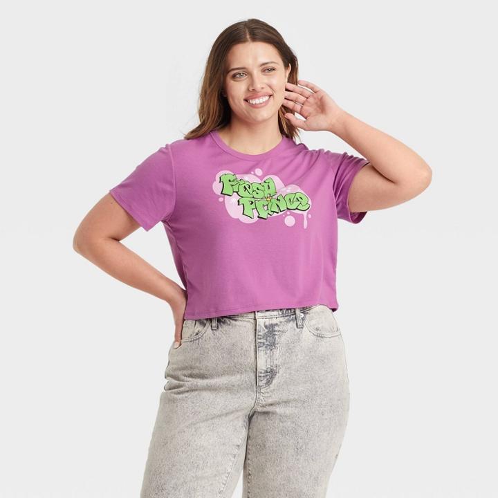 Warner Bros. Women's Fresh Prince Plus Size Baby Short Sleeve Cropped Graphic T-shirt - Purple