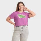 Warner Bros. Women's Fresh Prince Plus Size Baby Short Sleeve Cropped Graphic T-shirt - Purple