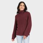 Women's Mock Turtleneck Seam Front Pullover Sweater - Universal Thread Burgundy