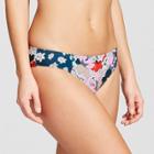 Social Angel Women's Floral Hipster Bikini Bottom - Navy/pink