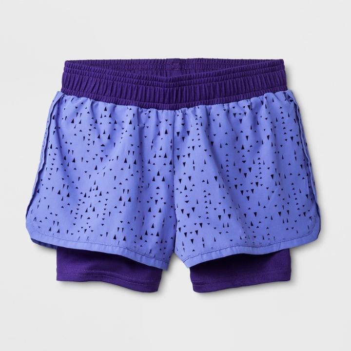 Girls' Layered Run Shorts - C9 Champion Lavender (purple)