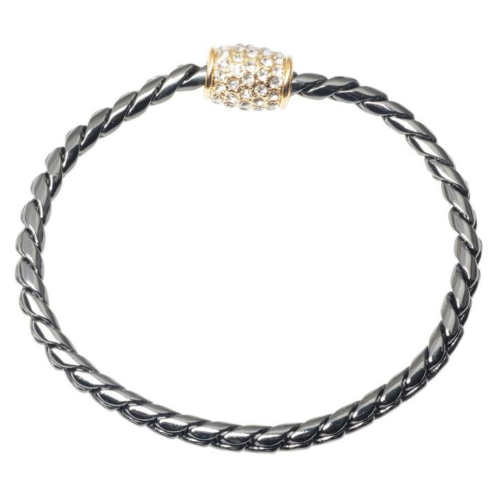 Daxx 2 Ct. T.w. Journee Collection Round Cut Cz Pave Set Magnetic Clasp Bracelet In Brass - Gunmetal