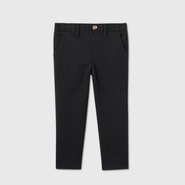 Toddler Boys' Stretch Uniform Straight Fit Pants With Rib Waistband - Cat & Jack Black