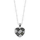 Target Silver Plated Marcasite And Crystal Heart Pendant - 18.6, Girl's, Silver/metallic