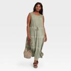 Women's Plus Size Sleeveless Knit Dress - Knox Rose Olive Green