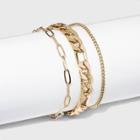 Chain Link Bracelet Set 3pc - A New Day Gold