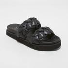 Women's Sage Braided Footbed Sandals - A New Day Black