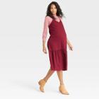 The Nines By Hatch Sleeveless Tiered Slip Maternity Dress Wine Red