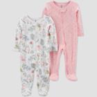 Baby Girls' 2pk Animal Print Sleep N' Play - Just One You Made By Carter's Pink/gray