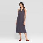 Women's Sleeveless Deep V-neck Back Twisted Midi Dress - Prologue Hematite