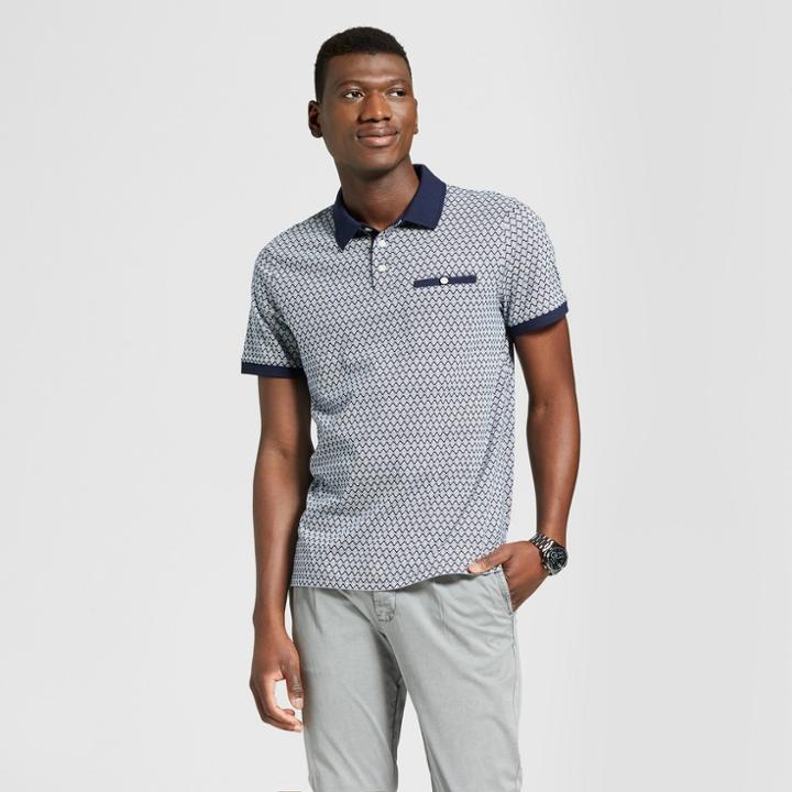 Men's Dot Standard Fit Short Sleeve Novelty Polo Shirt - Goodfellow & Co Orchid Leaf L, Size: