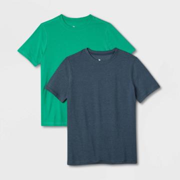 Boys' 2pk Core Short Sleeve T-shirt - All In Motion Dark Blue/green