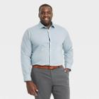 Men's Big & Tall Checked Standard Fit Performance Dress Long Sleeve Button-down Shirt - Goodfellow & Co Aqua Blue/checked