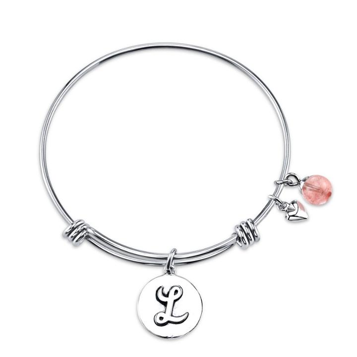Los Angeles Stainless Steel Expandable Bracelet Initial L - Silver