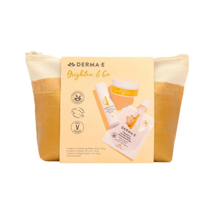 Derma E Brighten And Go Skincare Gift Set - Gold Bag