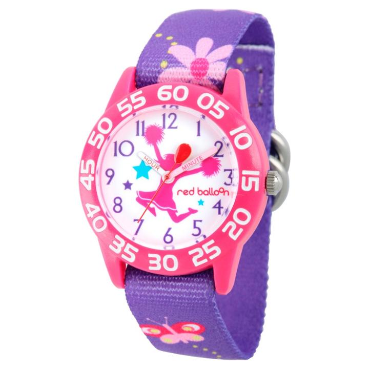Girls' Red Balloon Pink Plastic Time Teacher Watch - Purple, Girl's