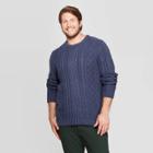 Men's Tall Cable Crew Neck Sweater - Goodfellow & Co Navy