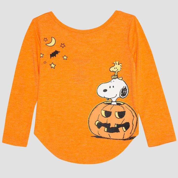 Toddler Girls' Peanuts Long Sleeve T-shirt - Orange