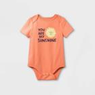 Baby 'you Are My Sunshine' Short Sleeve Bodysuit - Cat & Jack Pastel Peach Newborn, Pink/yellow