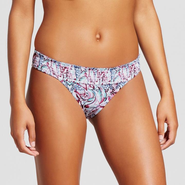 Mossimo Women's Smocked Flat Tab Cheeky Bikini Bottom - Blue/purple Multi -