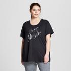 Women's Plus-size Striped Graphic T-shirt - C9 Champion Dark Heather Gray/black