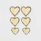 Sugarfix By Baublebar Two-tone Crystal Trim Heart Drop Earrings - Rainbow