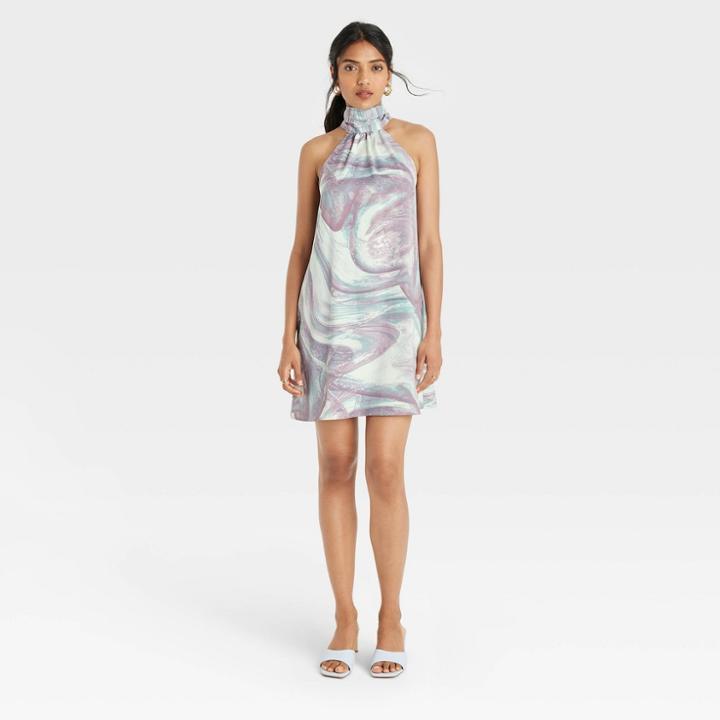 Women's Sleeveless Dress - A New Day Blue/white