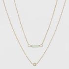 Silver Plated White Topaz & Amazonite Crystal Duo Necklace - A New Day Gold, Kids Unisex