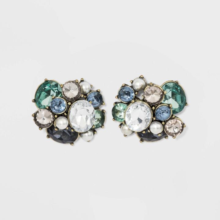 Sugarfix By Baublebar Crystal Cluster Stud Earrings - Green, Women's,
