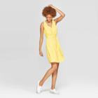 Women's Floral Print Sleeveless V-neck Crepe Dress - A New Day Yellow