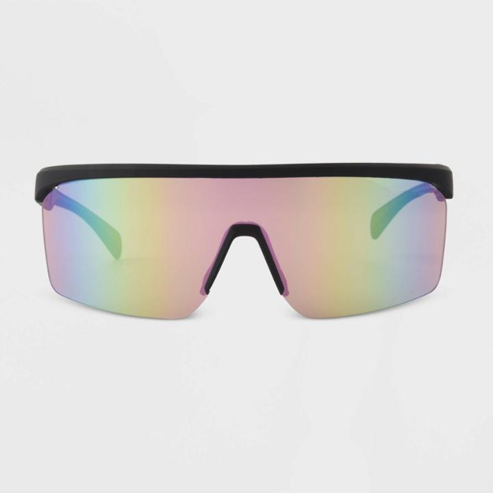 All In Motion Men's Matte Plastic Blade Sunglasses With Purple Lenses - All In