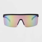 All In Motion Men's Matte Plastic Blade Sunglasses With Purple Lenses - All In