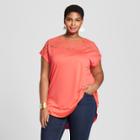 Women's Plus Size Short Sleeve Burnout T-shirt - Ava & Viv Orange X