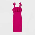 Women's Sleeveless Seersucker Ruffle Dress - A New Day Pink