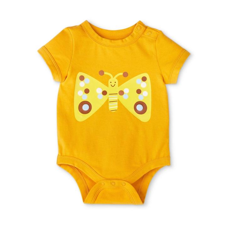 Baby Butterfly Print Shoulder Button Short Sleeve Bodysuit - Christian Robinson X Target Yellow Newborn