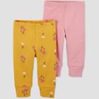 Baby Girls' 2pk Floral Pull-on Pants - Just One You Made By Carter's Pink/gold